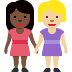 👩🏿‍🤝‍👩🏼 women holding hands: dark skin tone, medium-light skin tone display on Twitter